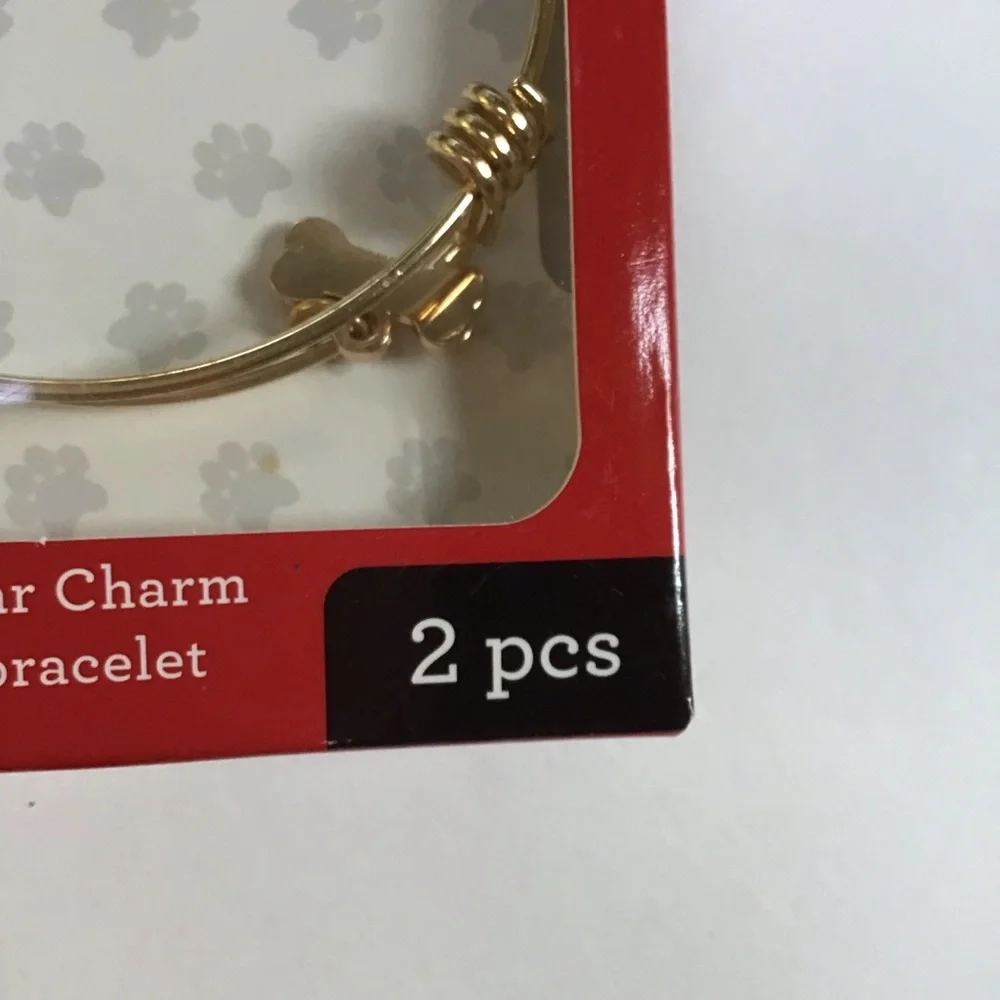 Pet & Me‎ Set Gold Tone Dog Bone Crystal Charm Collar & Bracelet NWT